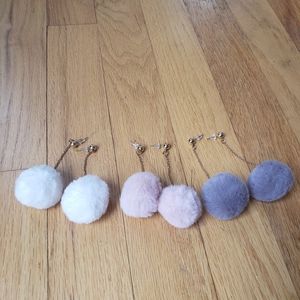 NEW Set of 3 Puff ball drop earrings